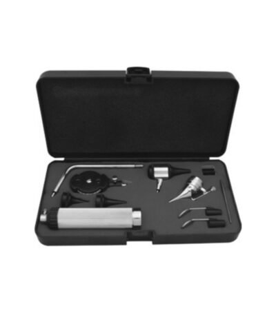 Otoscope Set Consists of Battery Handle without Batteries, 3 Ear Specula, 1 Bulb in Velvet Lined Case