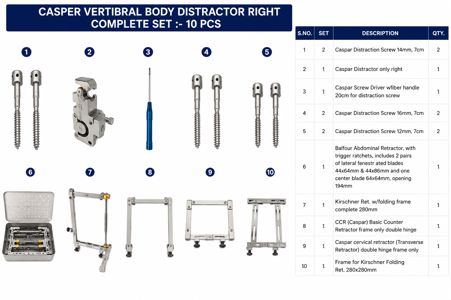 41# Casper Vertibral Body Distractor Right Complete Set Casper Vertibral Body Distractor Right Complete Set - Image 1