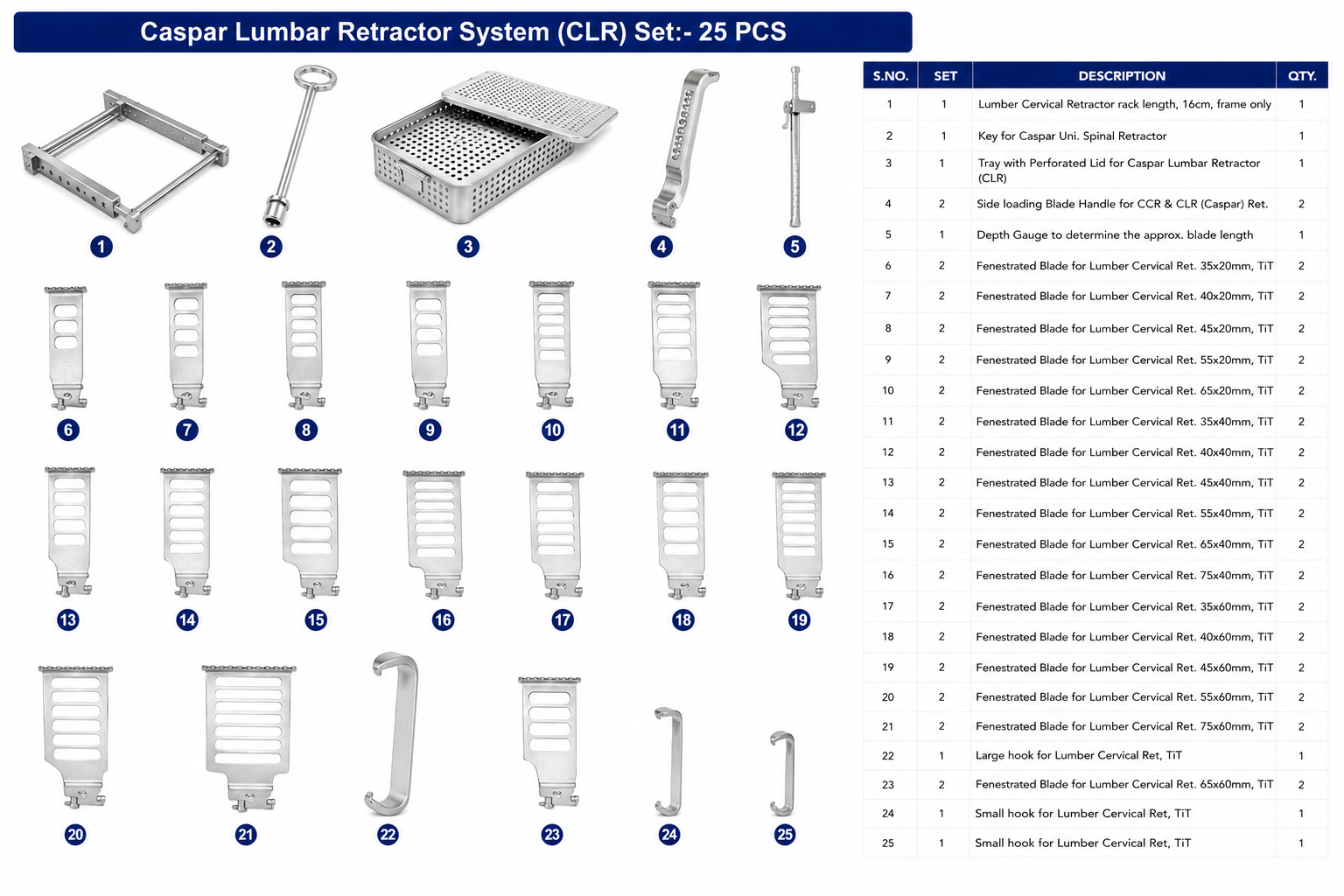 48# Caspar Lumbar Retractor System (CLR) Set Caspar Lumbar Retractor System (CLR) Set - Image 1
