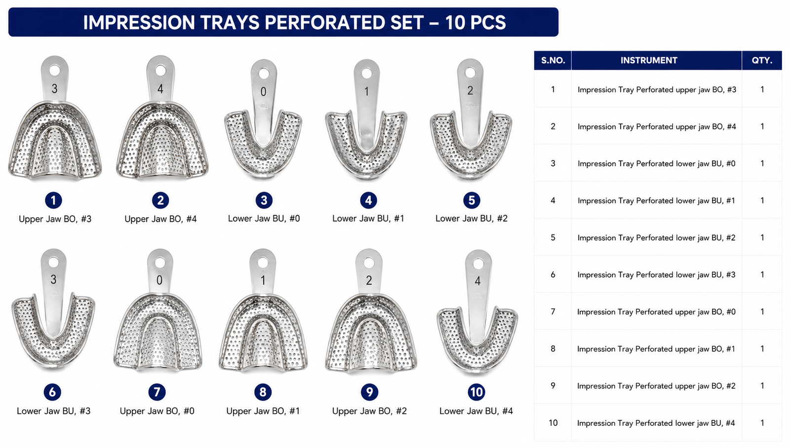 71# IMPRESSION TRAYS PERFORATED SET IMPRESSION TRAYS PERFORATED SET - Image 1