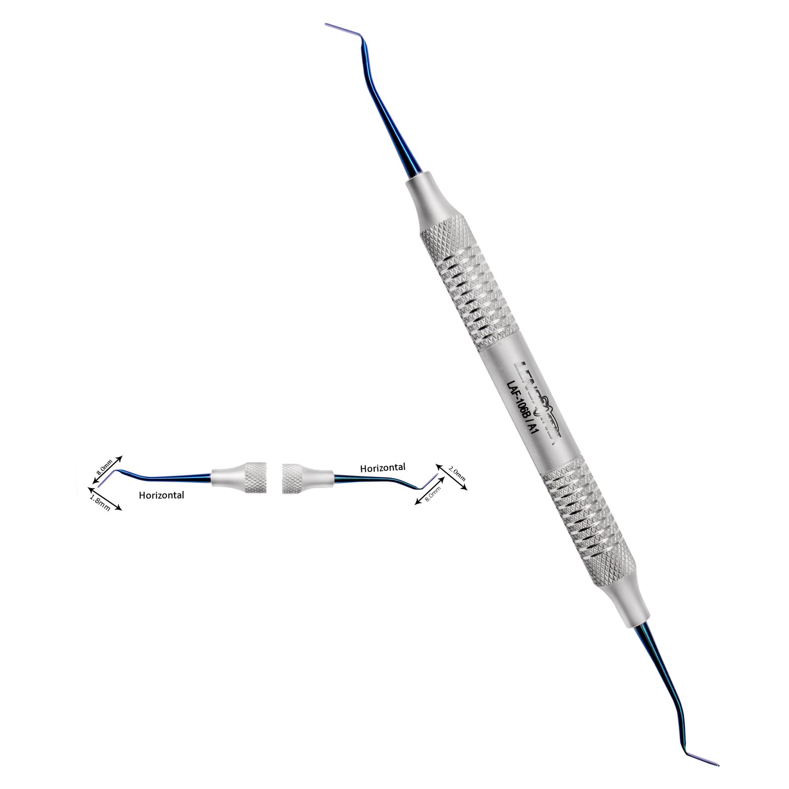 LAF-106B-A1-COMPOSITE-FILLING-INSTRUMENTS-Horizontal-1.8MM-8.0MM-HORIZONTAL-2.0MM-8-scaled-1-1.jpg Composite Filling Instruments Double Ended Horizontal 1.8x8.00MM / 2.00x8.00MM - Precision Restorative Tool - TT Black Points - Image 1