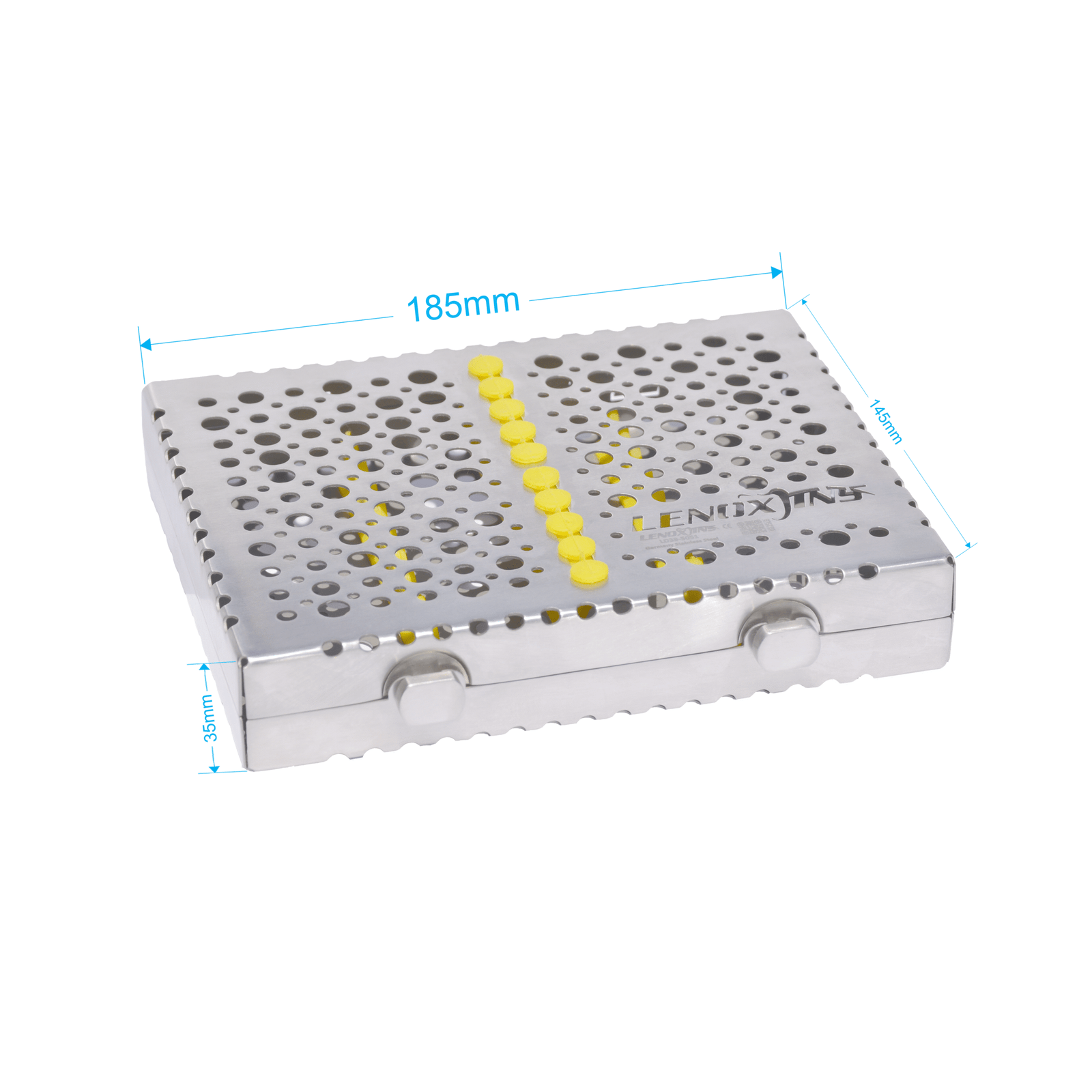 LD39-5051-scaled-1.png Dental Cassette For 10pcs Removeable Lid, 185x145x35mm- SteriFlow Series - Image 1