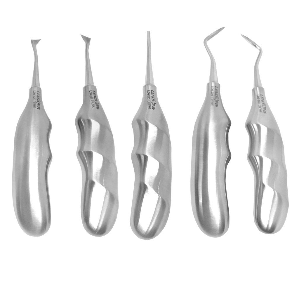 LD6-221-225-Apical-Elevators-Set-Of-5.jpg Dental Apical Elevators Set of 5, Ergonomic Hollow Handle - Image 1