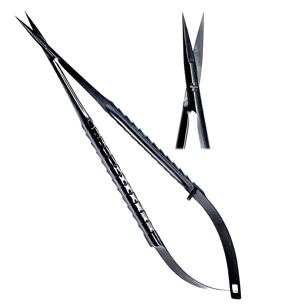 LDTC2-400-Micro-Spring-Scissors-18cm-Straight-TC-Black-1.jpg Castroviejo Scissors 18cm Straight TC Ergo Handle Black - Image 1