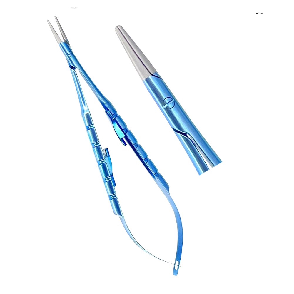 LDTT15-11-Titanium-Micro-Castrovijo-Needle-Holder-Straight-14cm-Surgical-Dental-Instrument.jpg Micro Castrovijo Needle Holder Straight 14cm Titanium - Precision Surgical Instrument - Image 1